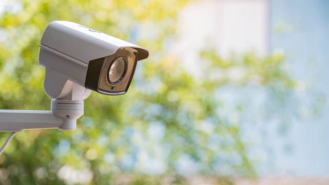 CCTV camera installed on a building exterior