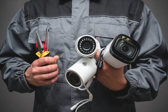 CCTV cameras installed on a commercial building